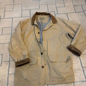 L.L. Bean Tan Jacket with Brown Corduroy Trim